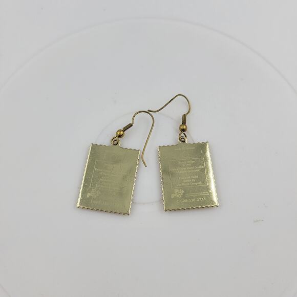 Swan Love 32 Cent Stamp Dangle Earrings Heart Gold Tone Postage Mail USA - Picture 12 of 12